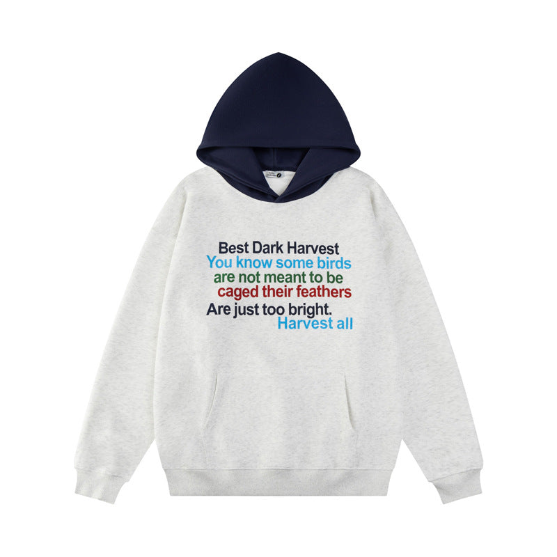 Streetwear Hoodie Sweater Spring Color Letter Print Loose Hoodie