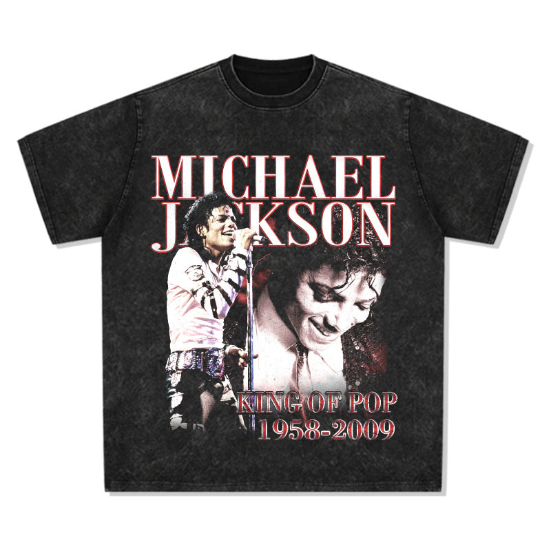 Streetwear masculino jackson print short sleeve t-shirt
