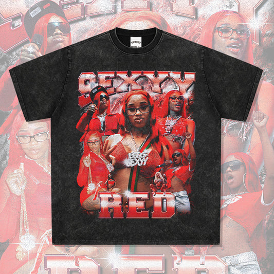 Marcas streetwear usa vintage hip hop Sexy yRed print short sleeve t-shirt