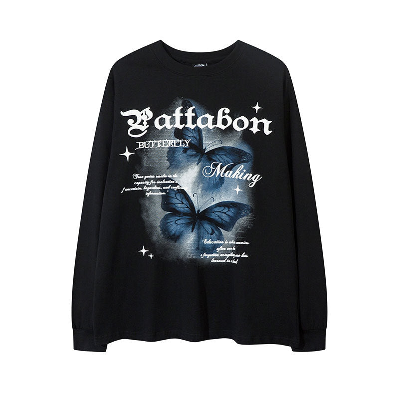 Marcas De Streetwear Hip Hop Butterfly Print Graffiti Star Sweater