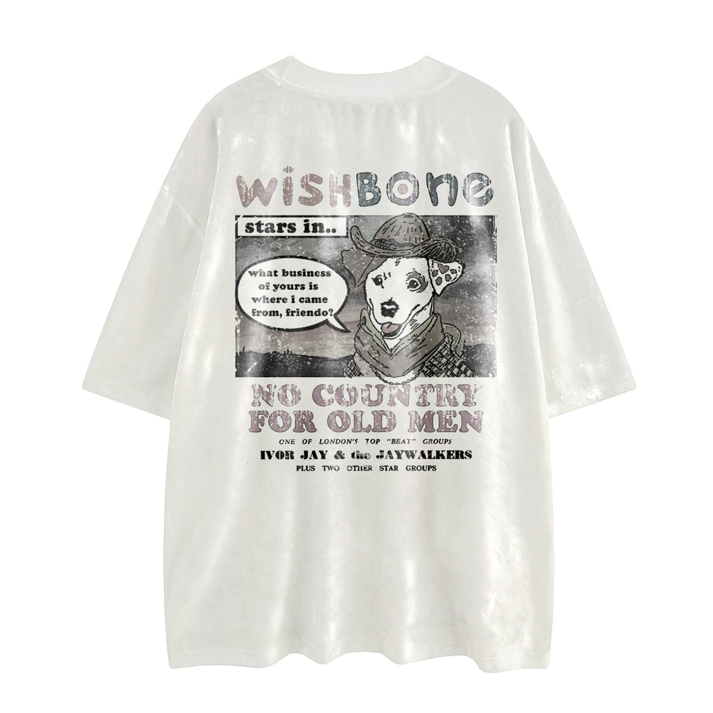 Distorted vintage puppy letter print short sleeve t-shirt summer loose casual top