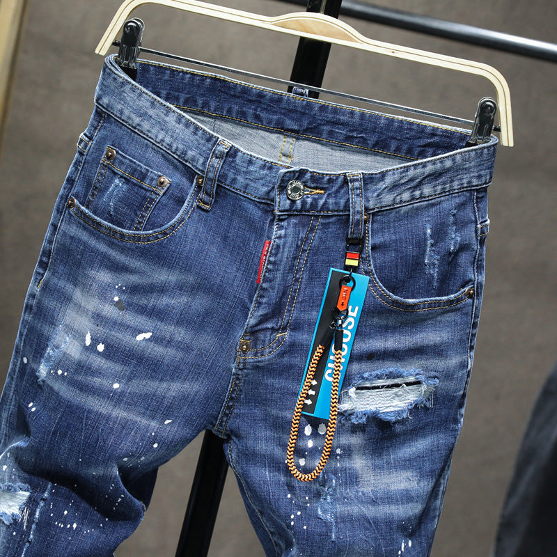 1990 Fashion Jeans Ripped Denim Trousers