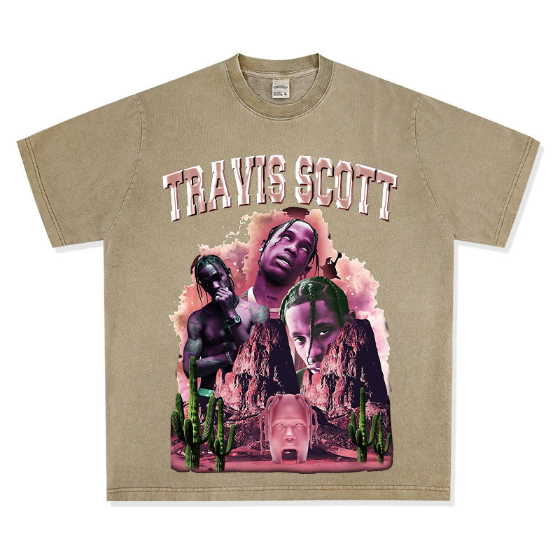 Cool t rapper travis scott print short sleeve t-shirt
