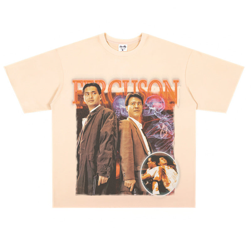 Film Star T Shirt Movie the Killer Derivative Short Sleeves Retro American Street T-shirt Men and Women