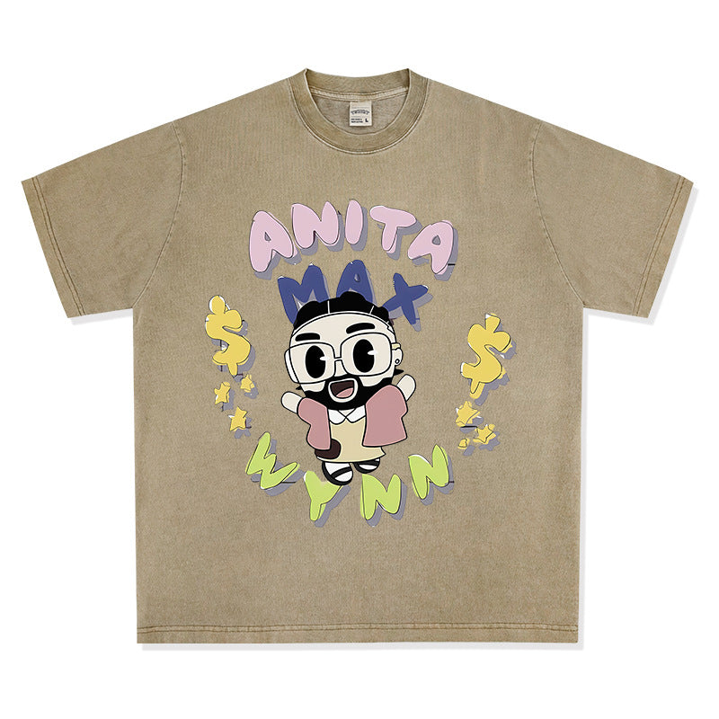 Outfit streetwear vintage hip hop drake print short sleeve t-shirt