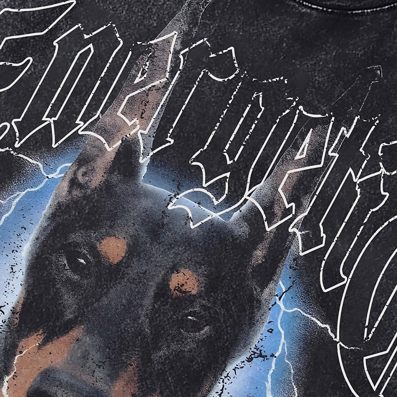 Ropa Vintage Hombre Doberman Print Short Sleeve T-Shirt