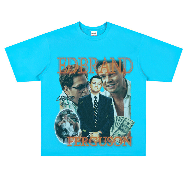 Film Star T Shirt Loose Heavy American Retro Street Personality T-shirt Men