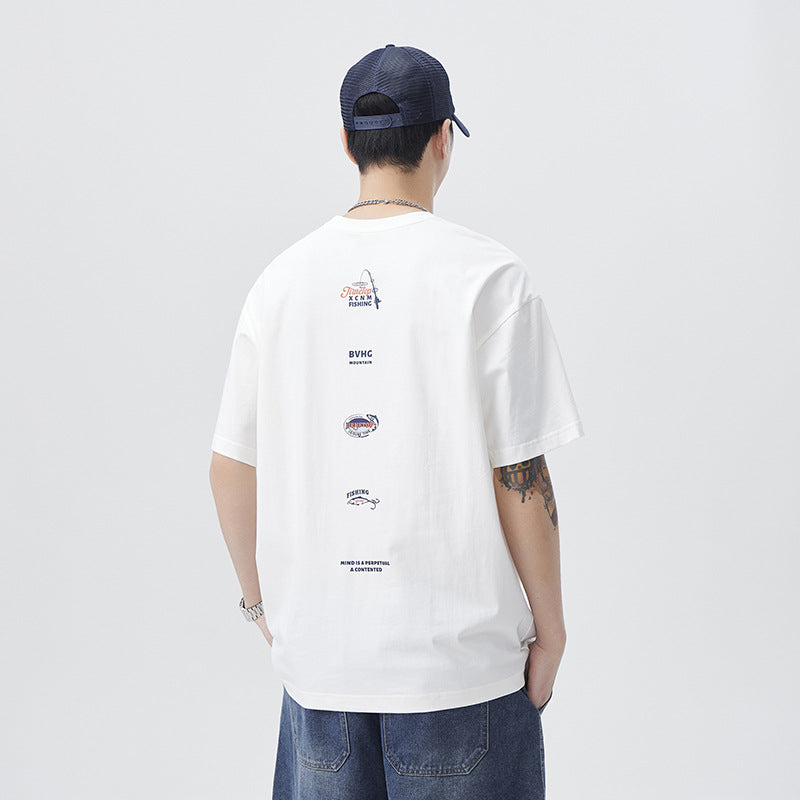 Men T-shirts Loose Summer Print Short Sleeve Top