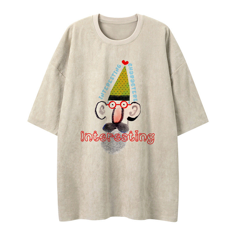 US drip outfits summer vintage print casual loose short sleeve T-Shirts