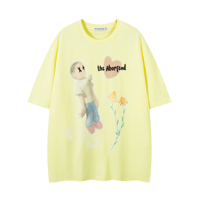 US drip outfits Summer Vintage Casual Loose Short Sleeve T-Shirts