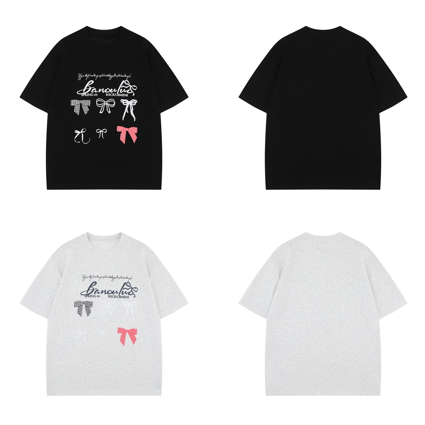 Unisex T-shirts Premium Bow Pattern Design Loose T-Shirt
