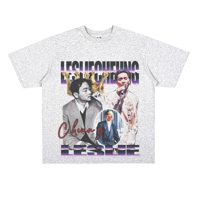 Film Star T Shirt Loose Heavy Retro Street Cotton American T-shirt Men and Women