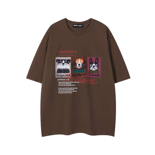 Distorted vintage short-sleeved t-shirt summer oversize casual top