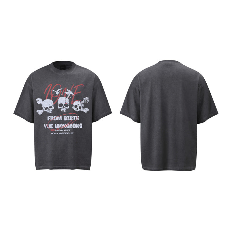 Hip hop clothing new york summer hip hop skull t-shirt short sleeve