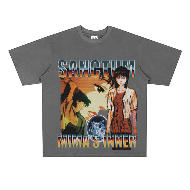 Film Star T Shirt Loose American Retro Street Cotton T-shirt for Men and Women