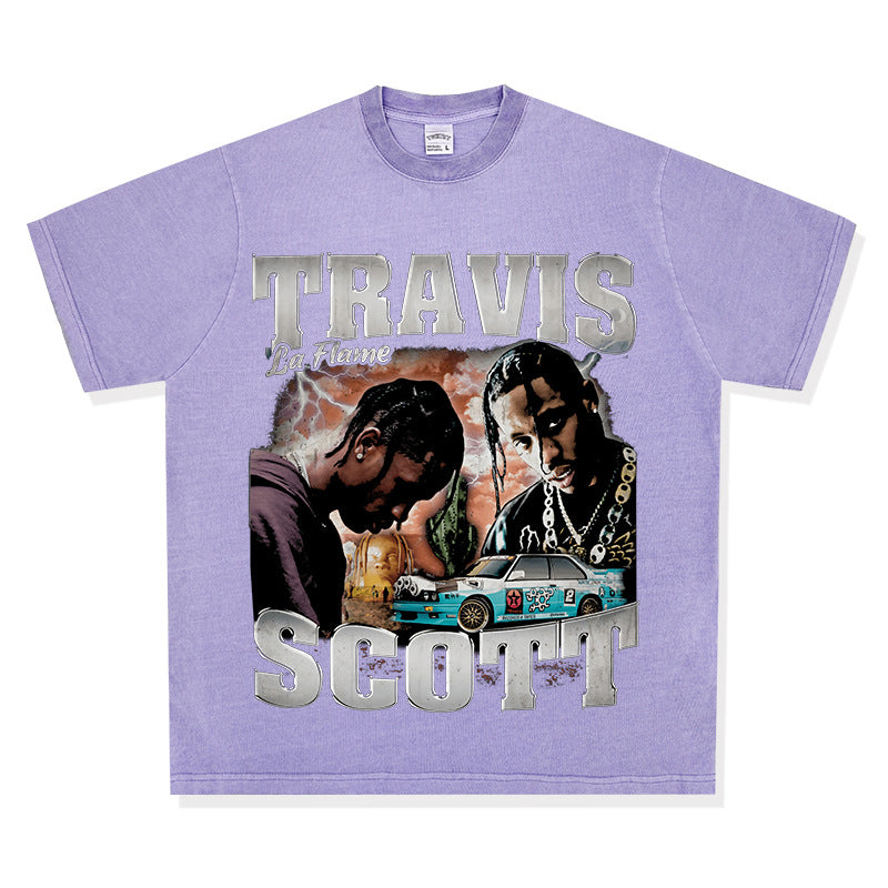 New york hip hop shop hip hop rap Travis Scott print short sleeve t-shirt