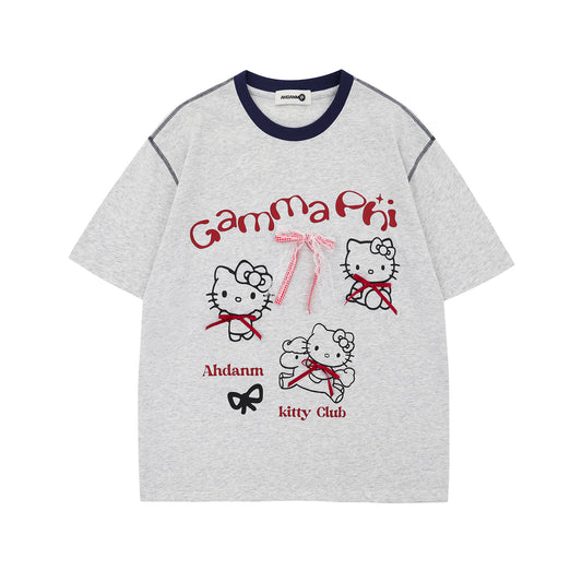 Nyc T Shirt Vintage Cartoon Foam Printed Short Sleeve T-Shirt Summer Loose Top