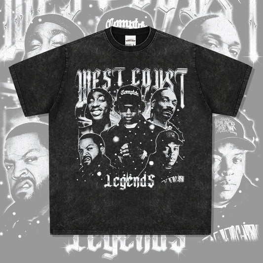 New york hip hop shop vintage west coast hip hop west coust print short sleeve t-shirt