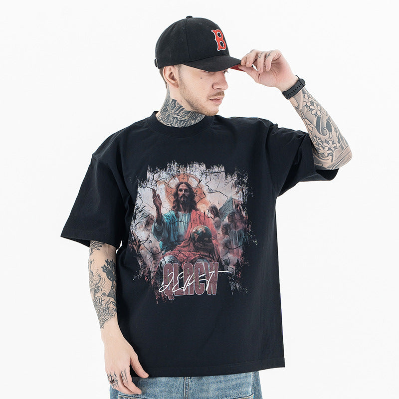Vic Streetwear Summer Vintage Crew Neck Short Sleeve T-Shirt