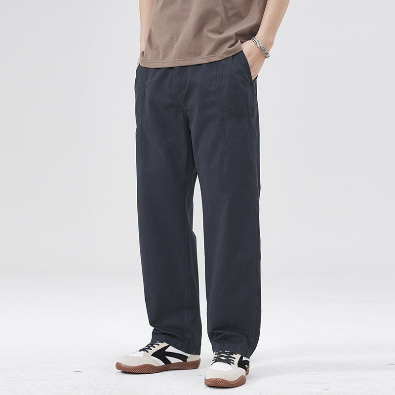 Men Casual Pants Vintage Cotton Men's Spring and Summer Loose Splicing Tooling Straight Pants