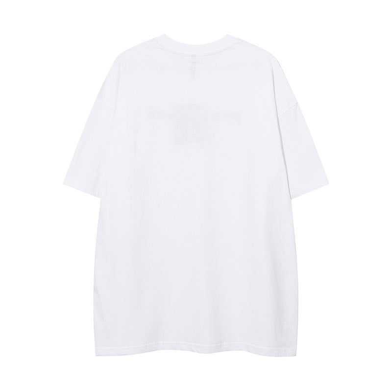 Vintage Tišö Rt Hip Hop Alphabet Embroidered Short Sleeve T-Shirt Loose Casual