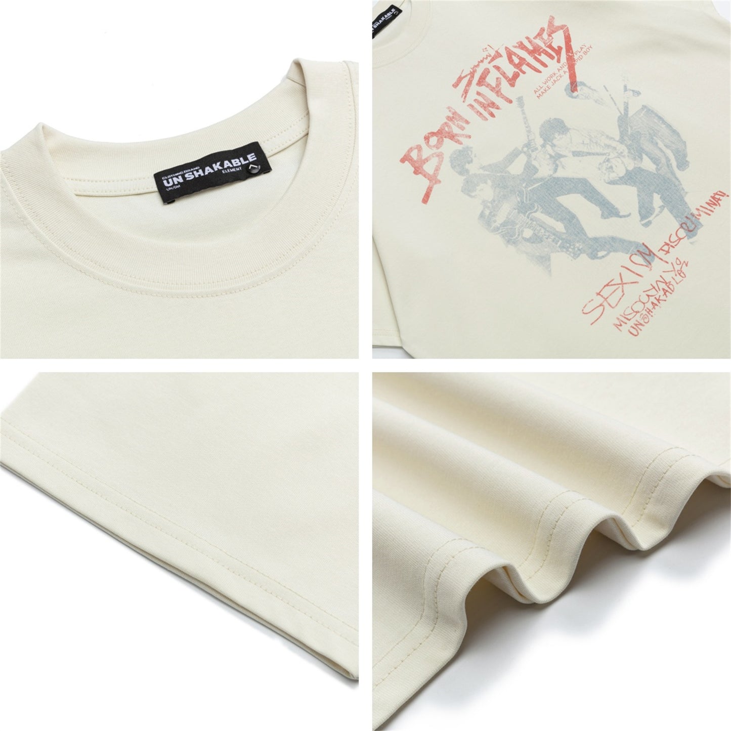 Distorted vintage short-sleeved t-shirt men's summer oversize casual top