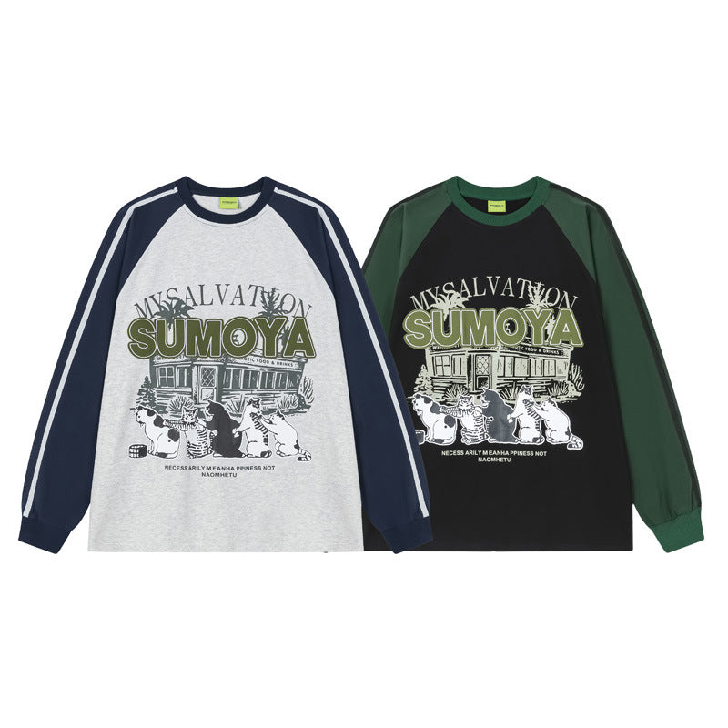 Vice streetwear vintage cat print long sleeve sweatshirt