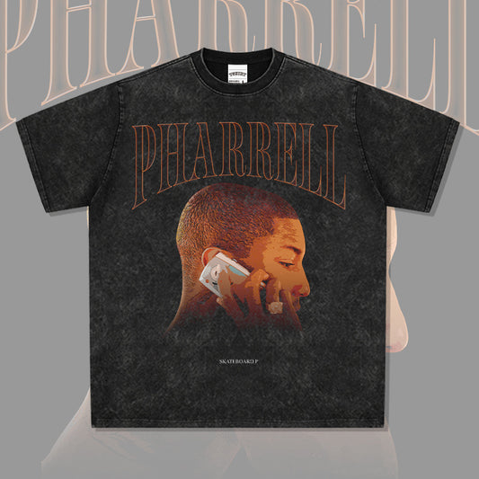 Marcas streetwear usa vintage hip hop Pharrell print short sleeve t-shirt