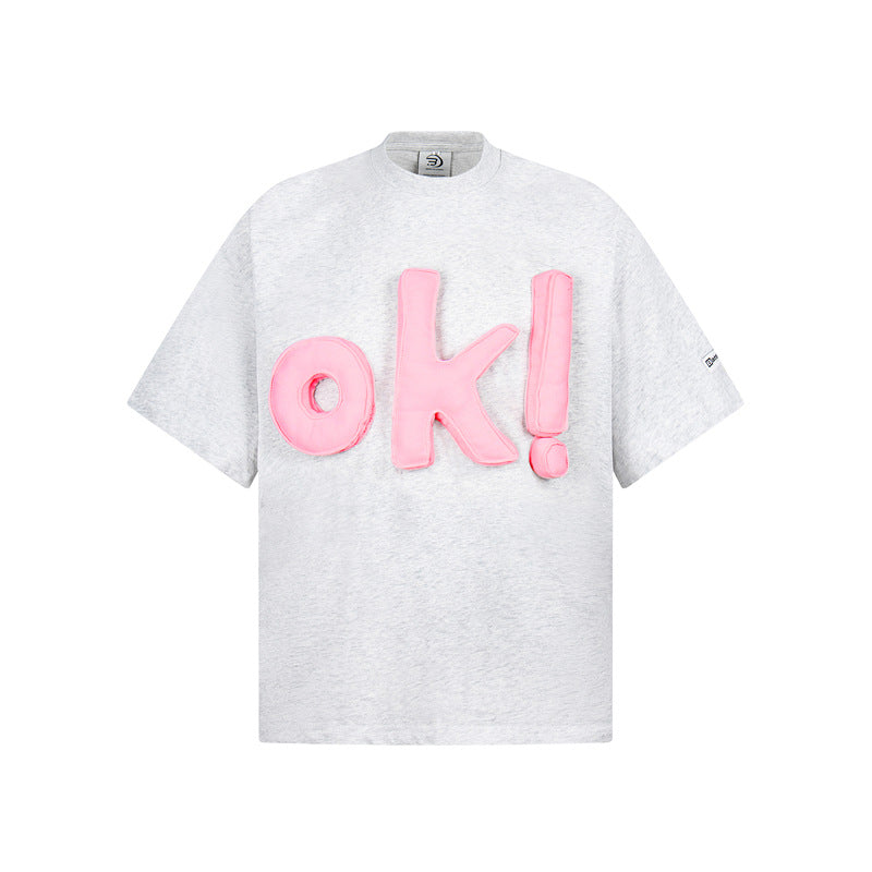 Camisas Retros Vintage OK Alphabet Short Sleeve Men's and Women's T-Shirts