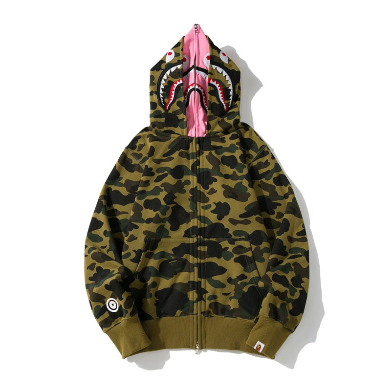Ape Hoodie Shark Under the Stars Hooded Cardigan Zip Double Hat Camo Sweater Jacket