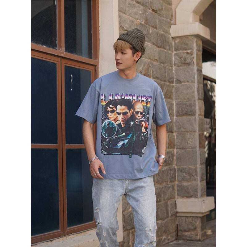 Film Star T Shirt Personalized Cotton Short Sleeve Loose American Retro Design T-shirt
