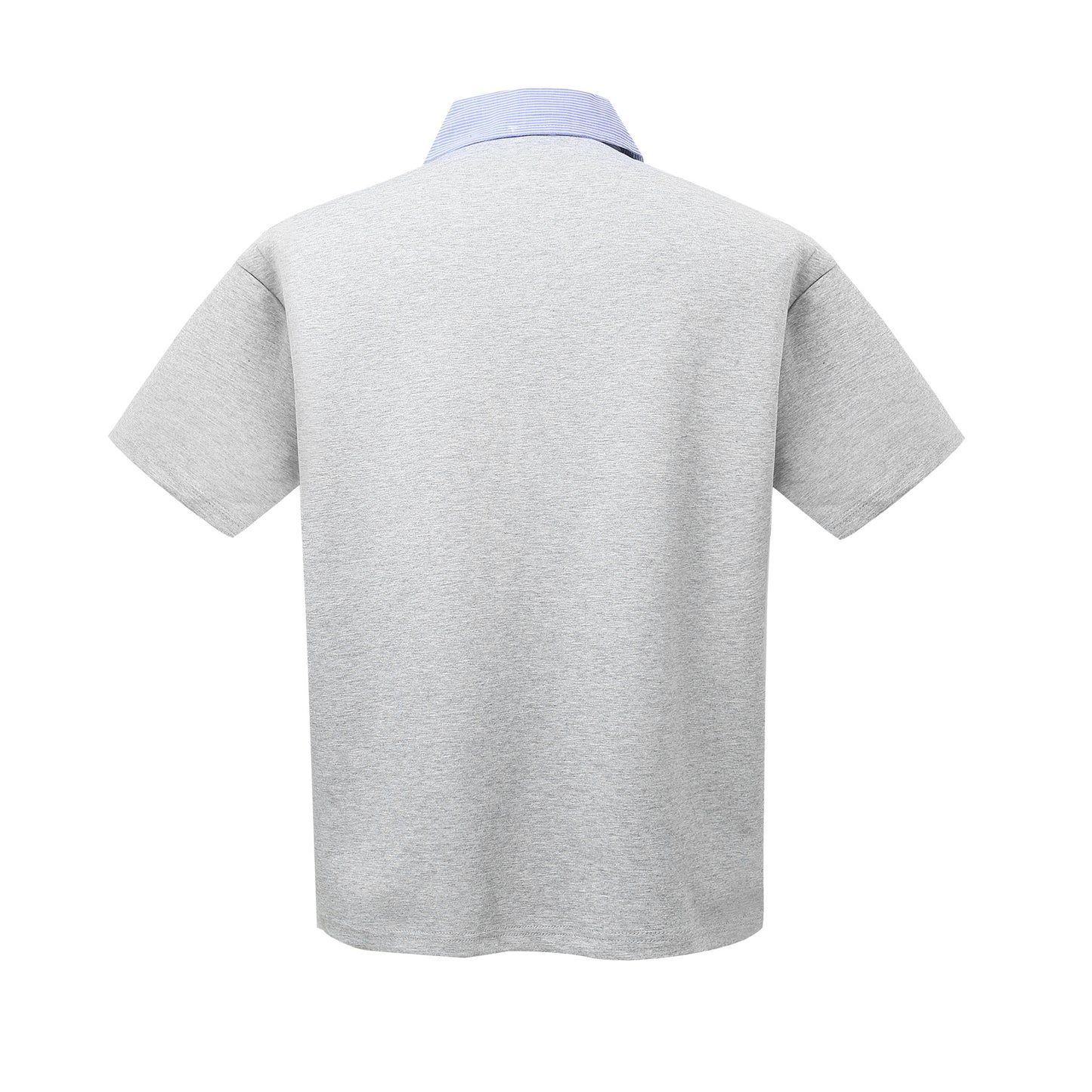 Unisex T-shirts Splicing Striped Lapel Design