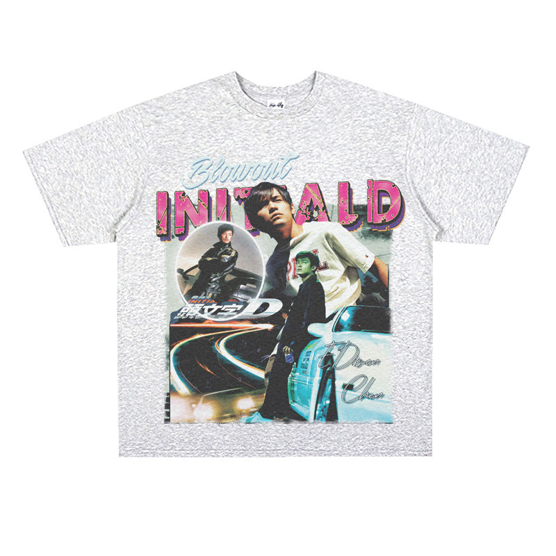 Film Star T Shirt Jay Chou Short Sleeve Retro Street Printed round Neck T-shirt for Men and Women