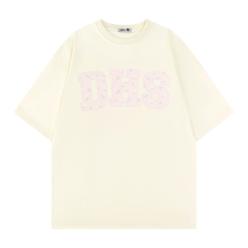 Vintage Tišö Rt Alphabet Short Sleeve T-Shirt Summer Loose