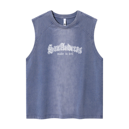 Hip Hop Shirts For Boys Washed Old Sleeveless T-Shirts
