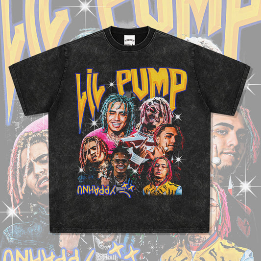 Outfit streetwear vintage hip hop Lil Pump print short sleeve t-shirt