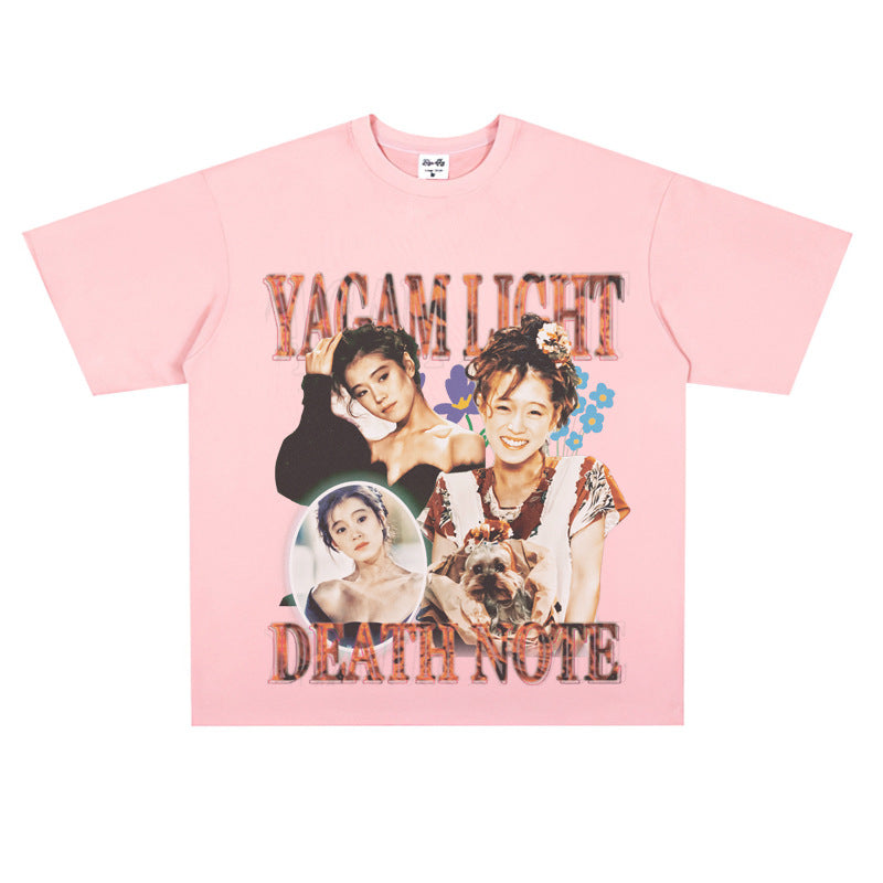 Film Star T Shirt Popular Female Singer Akina Nakamori People Loose Heavy Retro Street T-shirt Men and Women