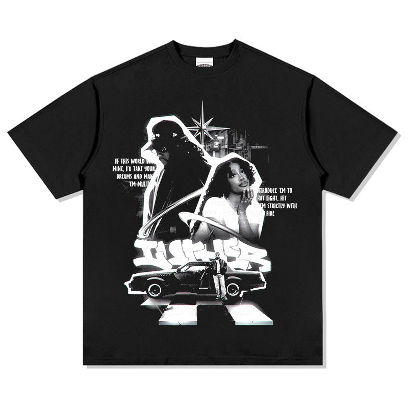 New york hip hop shop vintage hip hop SZA & KENDRICK print short sleeve t-shirt