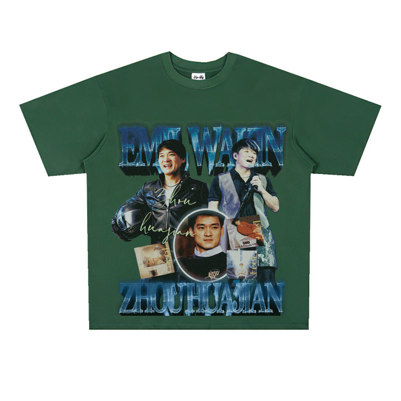 Film Star T Shirt Loose Heavy Retro Street Cotton T-shirt
