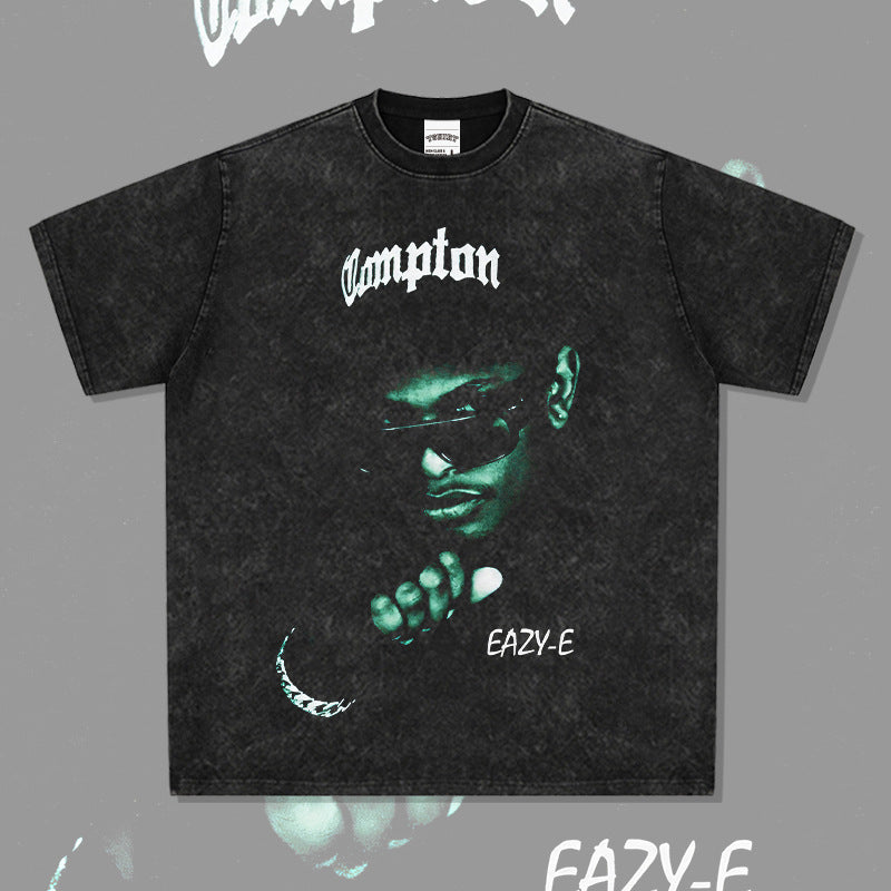 Marcas streetwear usa vintage hip hop Eazy-E print short-sleeved t-shirt