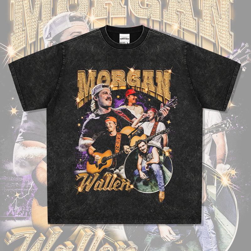 Streetwear masculino Morgan Wallen hip hop short sleeve vintage t-shirt