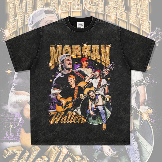 Streetwear masculino Morgan Wallen hip hop short sleeve vintage t-shirt