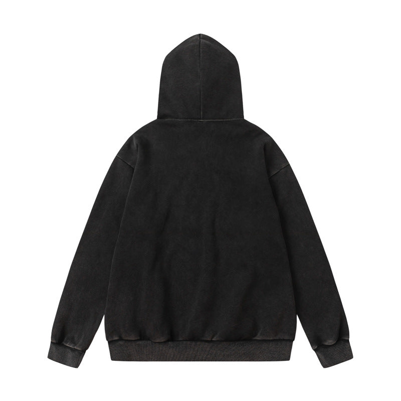 Streetwear Hoodie Vintage Washed Old Hooded Sweater Hip Hop Alphabet Print Casual Hoodie