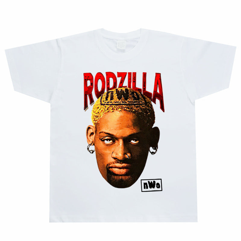 Film Star T Shirt Washed Old American Round Neck Loose T-Shirt Retro Short Sleeve