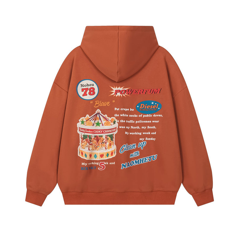 Vice streetwear vintage embroidered cartoon hooded sweater autumn/winter jacket