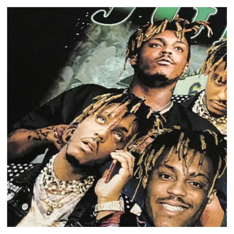 Cool t rapper retro rapper Juice WRLD character print short sleeve t-shirt loose long sleeve top