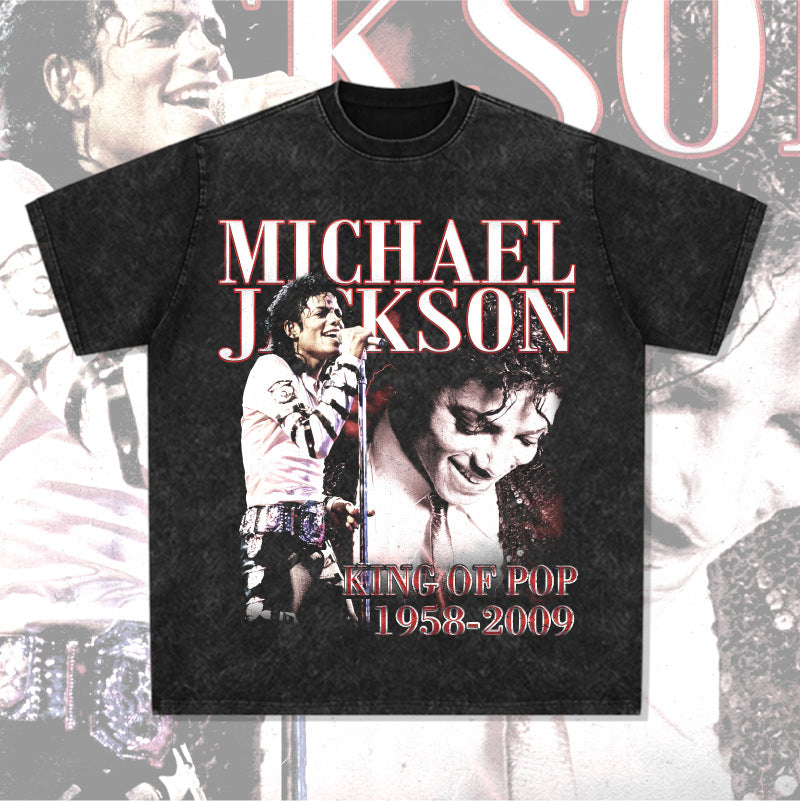 Streetwear masculino jackson print short sleeve t-shirt