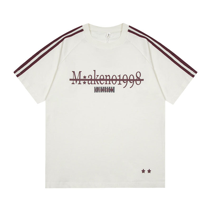 Vintage Usa Shirt Vintage Alphabet Print Short Sleeve T-Shirt