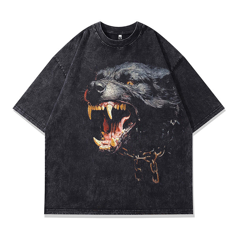 Ropa Vintage Hombre Vintage Doberman Printed Old Short Sleeve T-Shirt