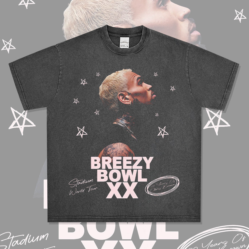 New york hip hop shop vintage hip hop Chris Brown print short sleeve t-shirt